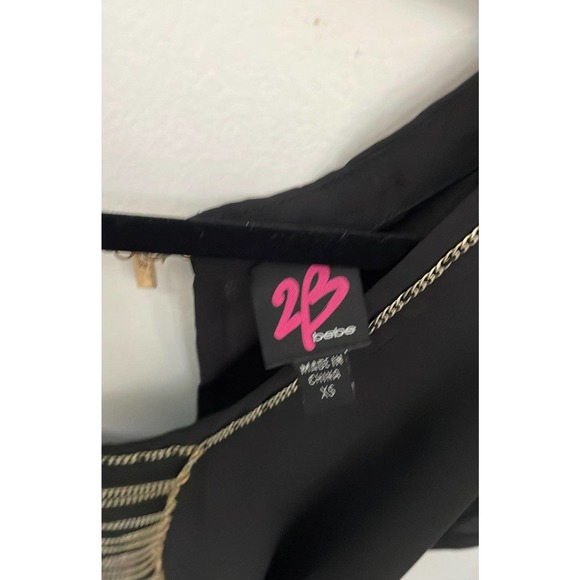 BEBE Y2K CHAIN BLACK SOPHISTICATED SHIRT XS - Picture 3 of 6